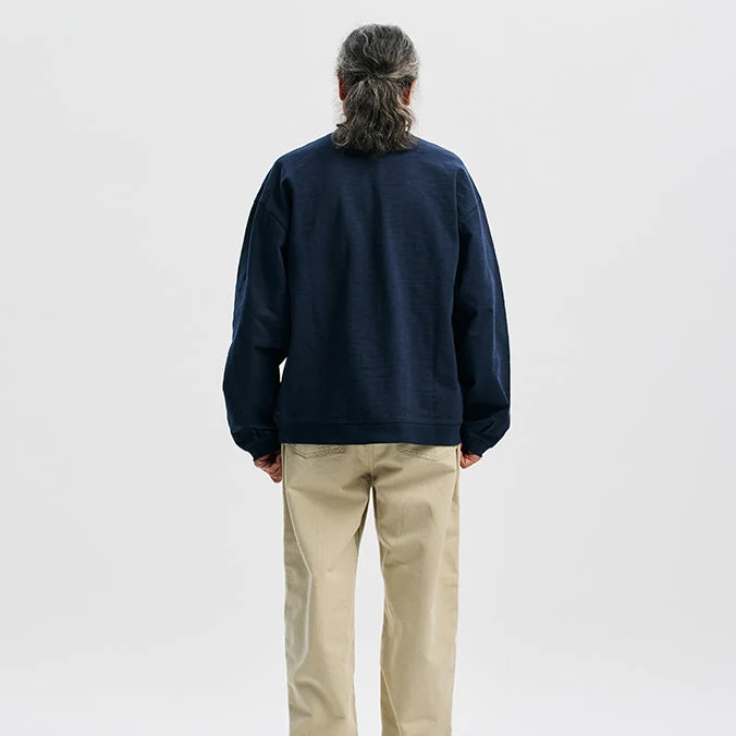 SLUB HENLEY L/S T-SHIRT - NAVY - Image 7