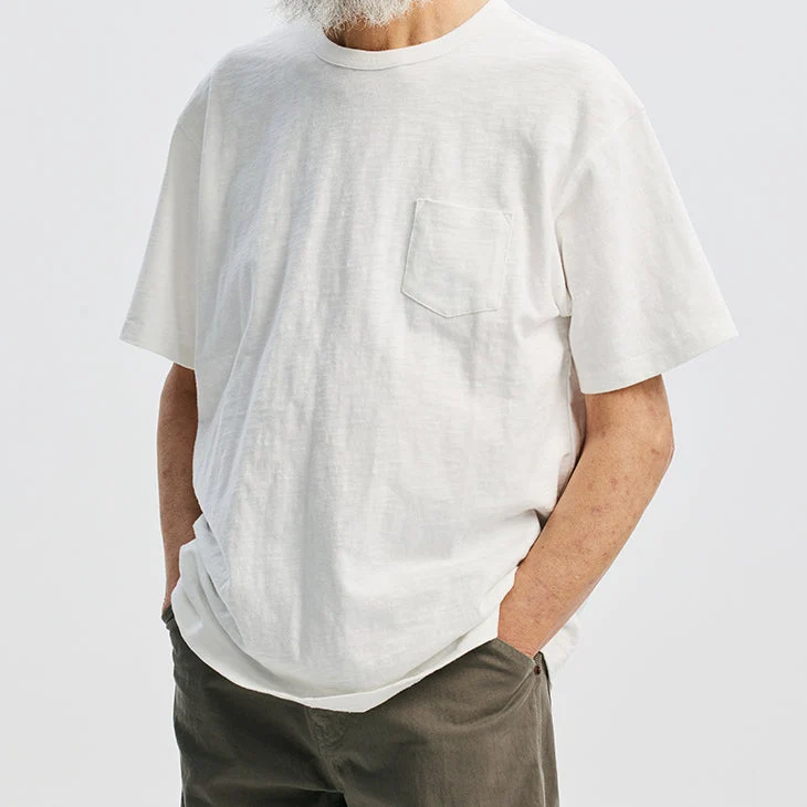 SLUB POCKET HALF T-SHIRT - WHITE - Image 5