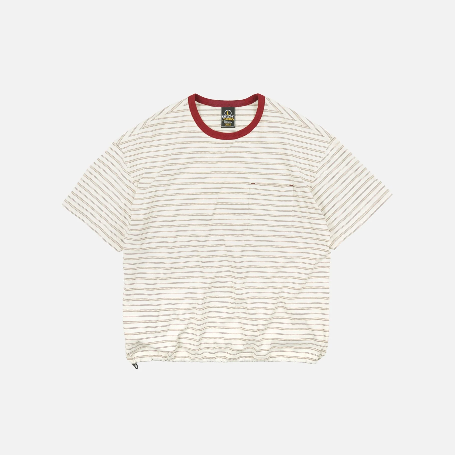 JACQUARD STRIPE HALF T-SHIRT - CREAM