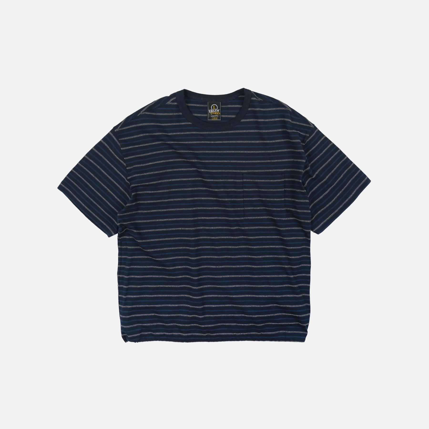 JACQUARD STRIPE HALF T-SHIRT - NAVY