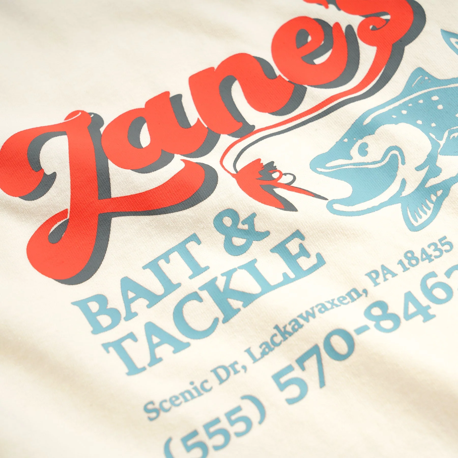 ZANE'S BAIT & TACKLE RINGER T-SHIRT - IVORY - Image 4