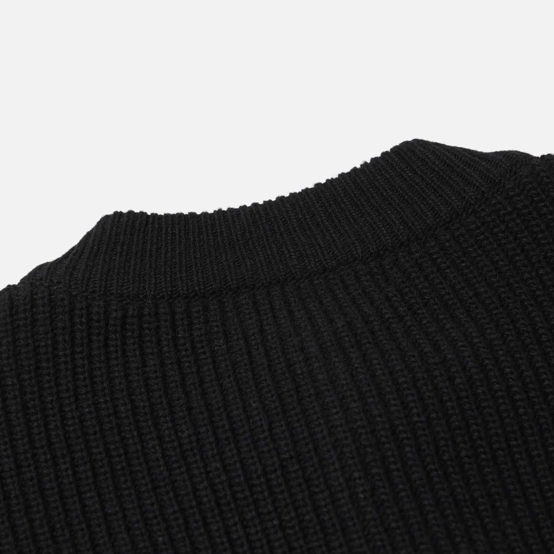 HEAVY WOOL ROUND CARDIGAN - BLACK - Image 4
