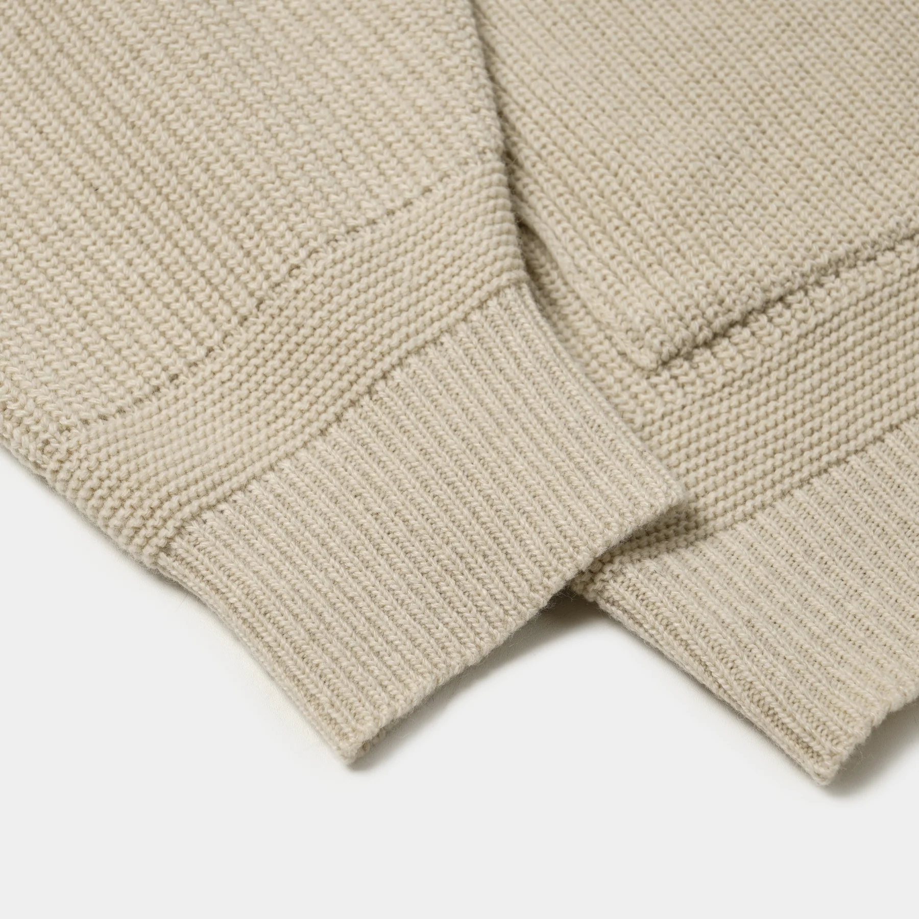 HEAVY WOOL ROUND CARDIGAN - CREAM - Image 3