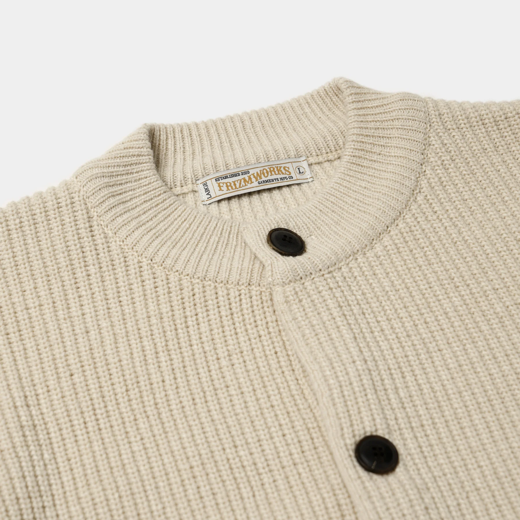 HEAVY WOOL ROUND CARDIGAN - CREAM - Image 4
