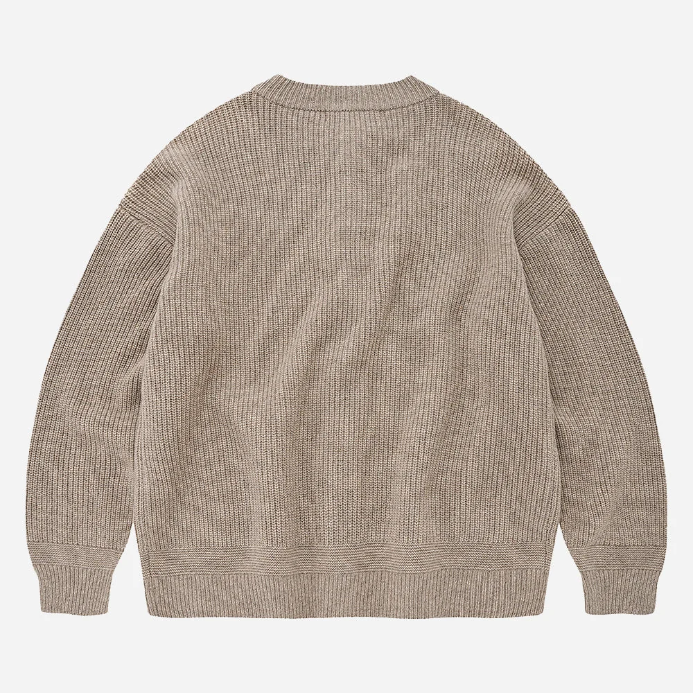 HEAVY WOOL ROUND CARDIGAN - OATMEAL - Image 2