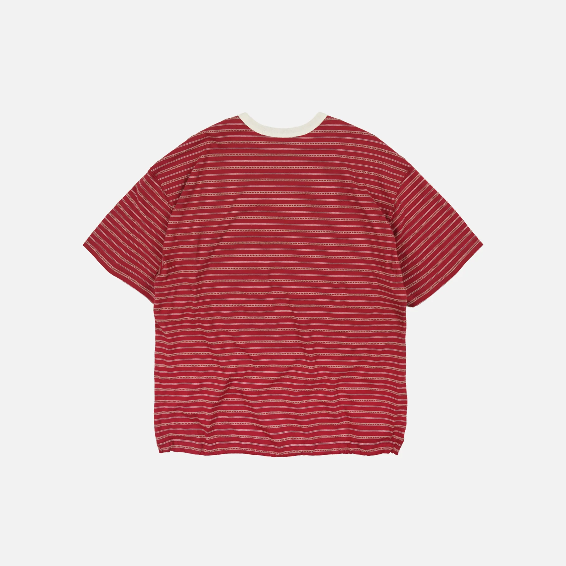 JACQUARD STRIPE HALF T-SHIRT - RED - Image 2