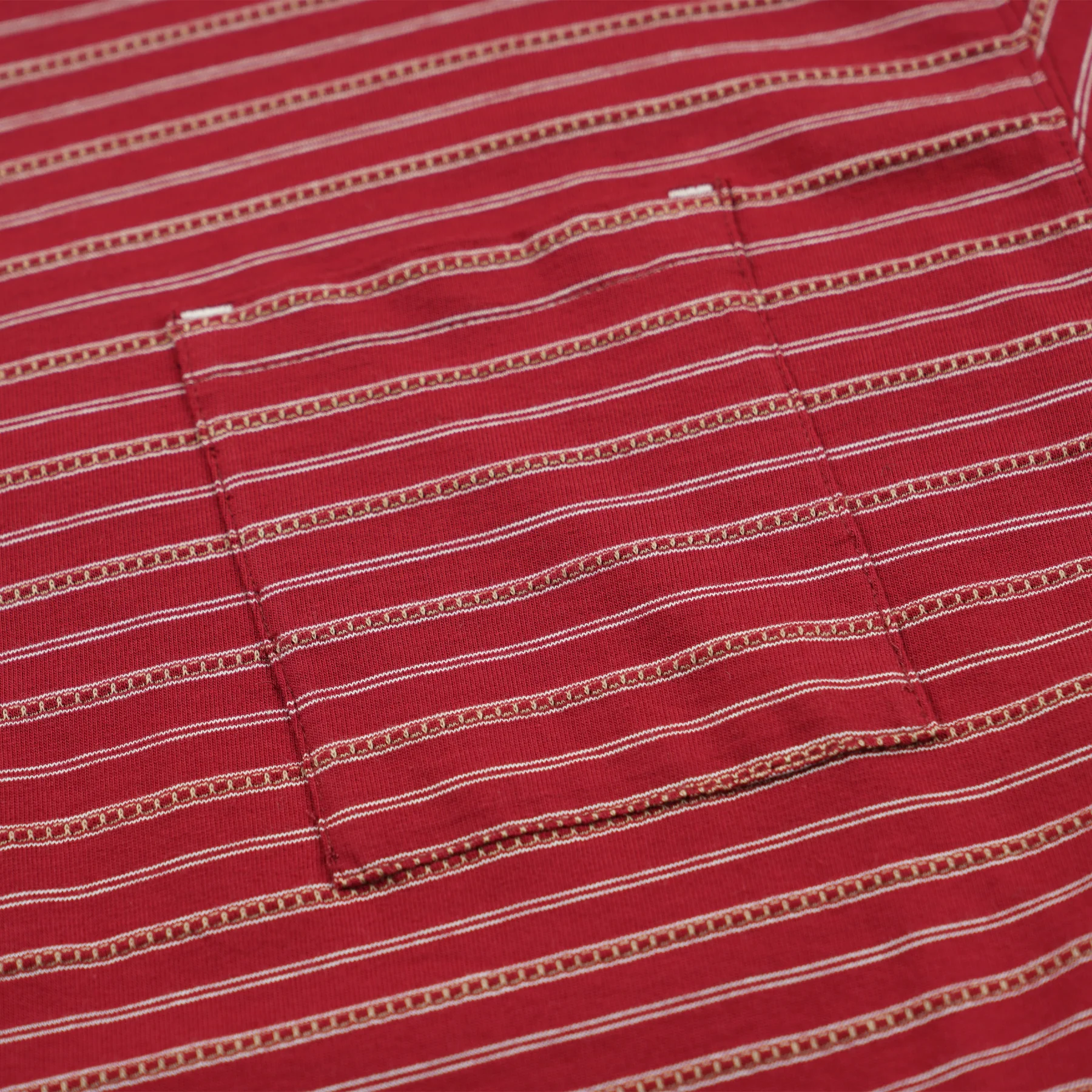 JACQUARD STRIPE HALF T-SHIRT - RED - Image 4