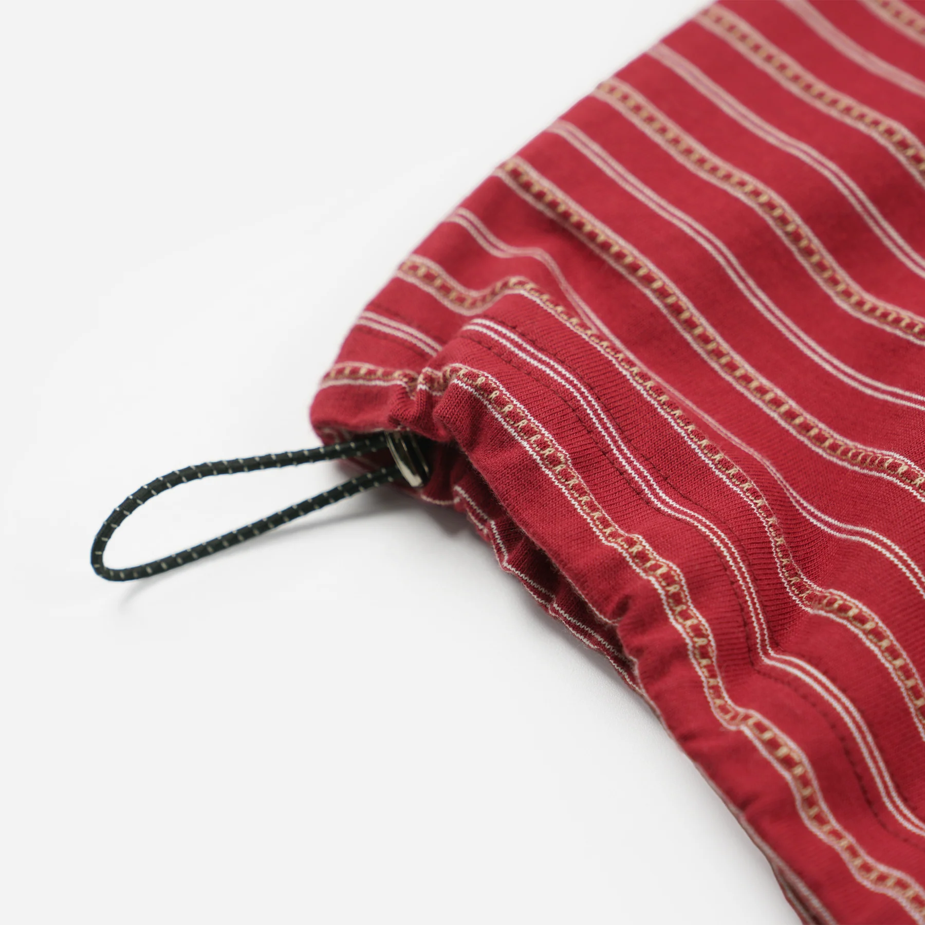 JACQUARD STRIPE HALF T-SHIRT - RED - Image 5