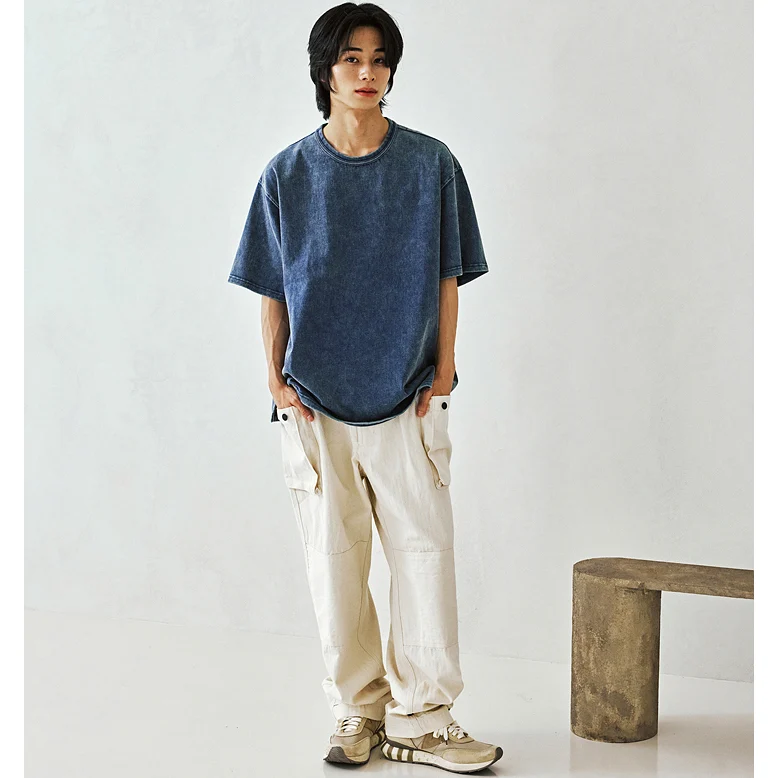 OG VINTAGE DYEING HALF TEE - WASHED NAVY - Image 3