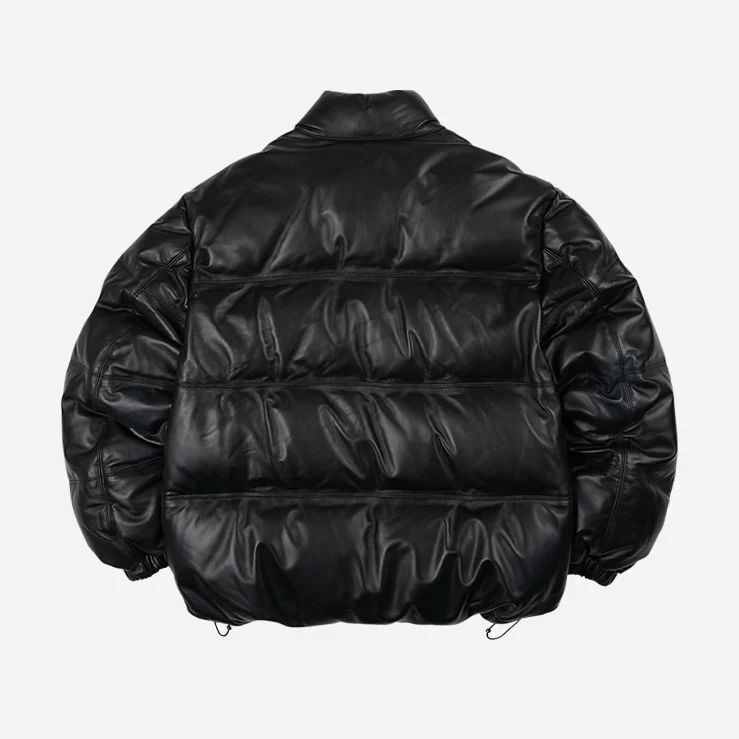 SNOWDON LEATHER DOWN JACKET - BLACK - Image 4