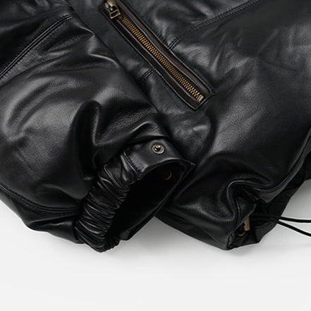 SNOWDON LEATHER DOWN JACKET - BLACK - Image 5