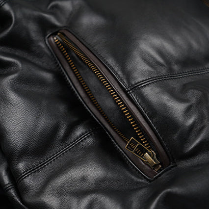 SNOWDON LEATHER DOWN JACKET - BLACK - Image 6
