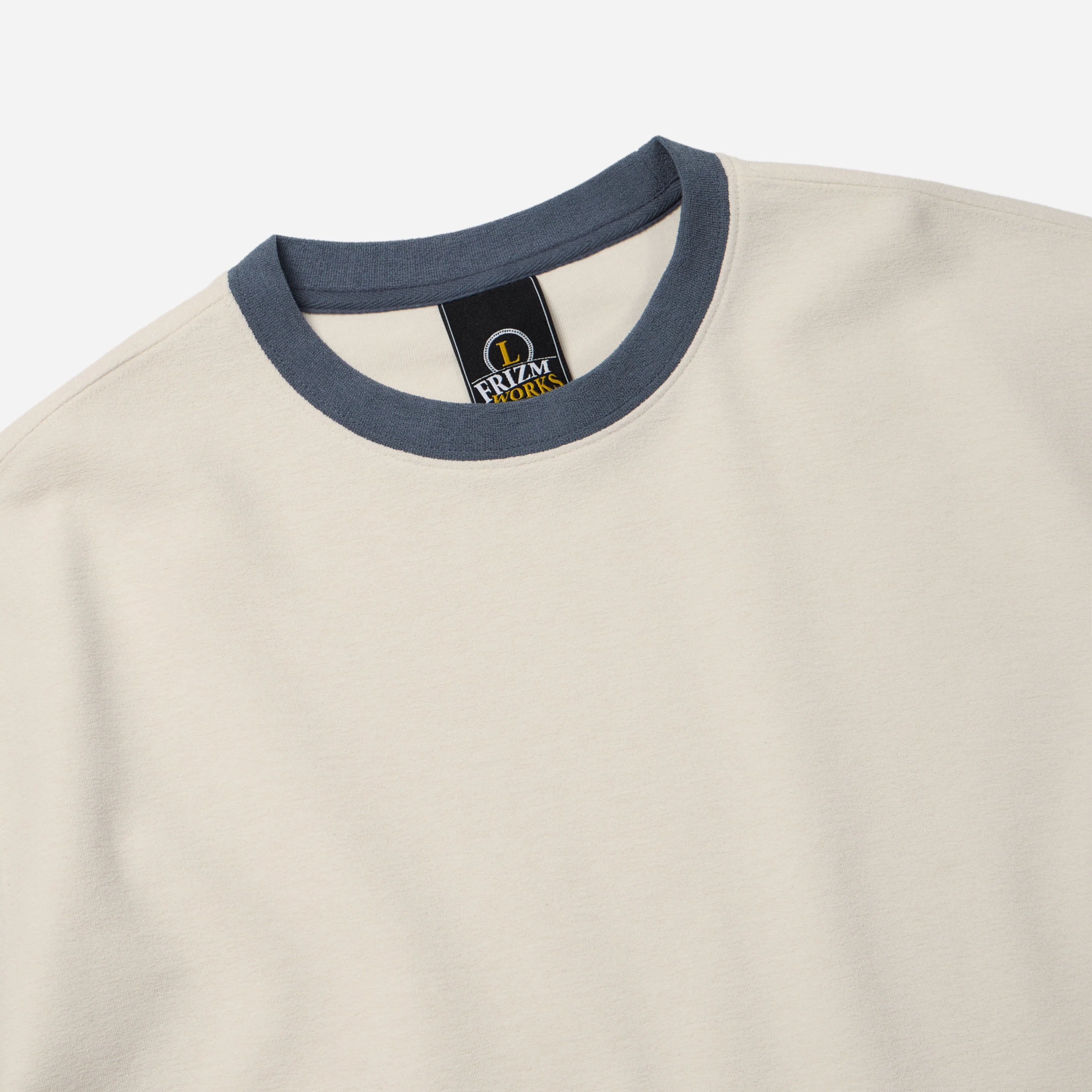TERRY RINGER HALF T-SHIRT - CREAM - Image 3