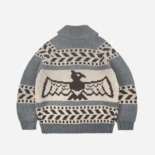THUNDERBIRD COWICHAN CARDIGAN - GREY - Image 3