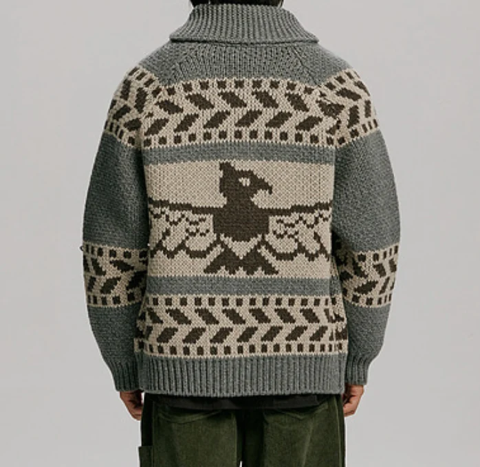 THUNDERBIRD COWICHAN CARDIGAN - GREY - Image 6