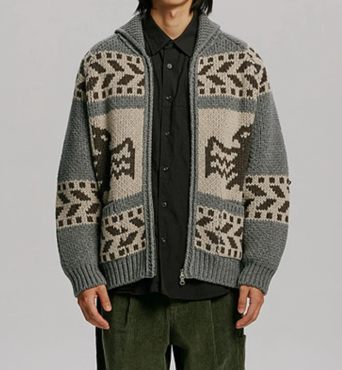THUNDERBIRD COWICHAN CARDIGAN - GREY - Image 7