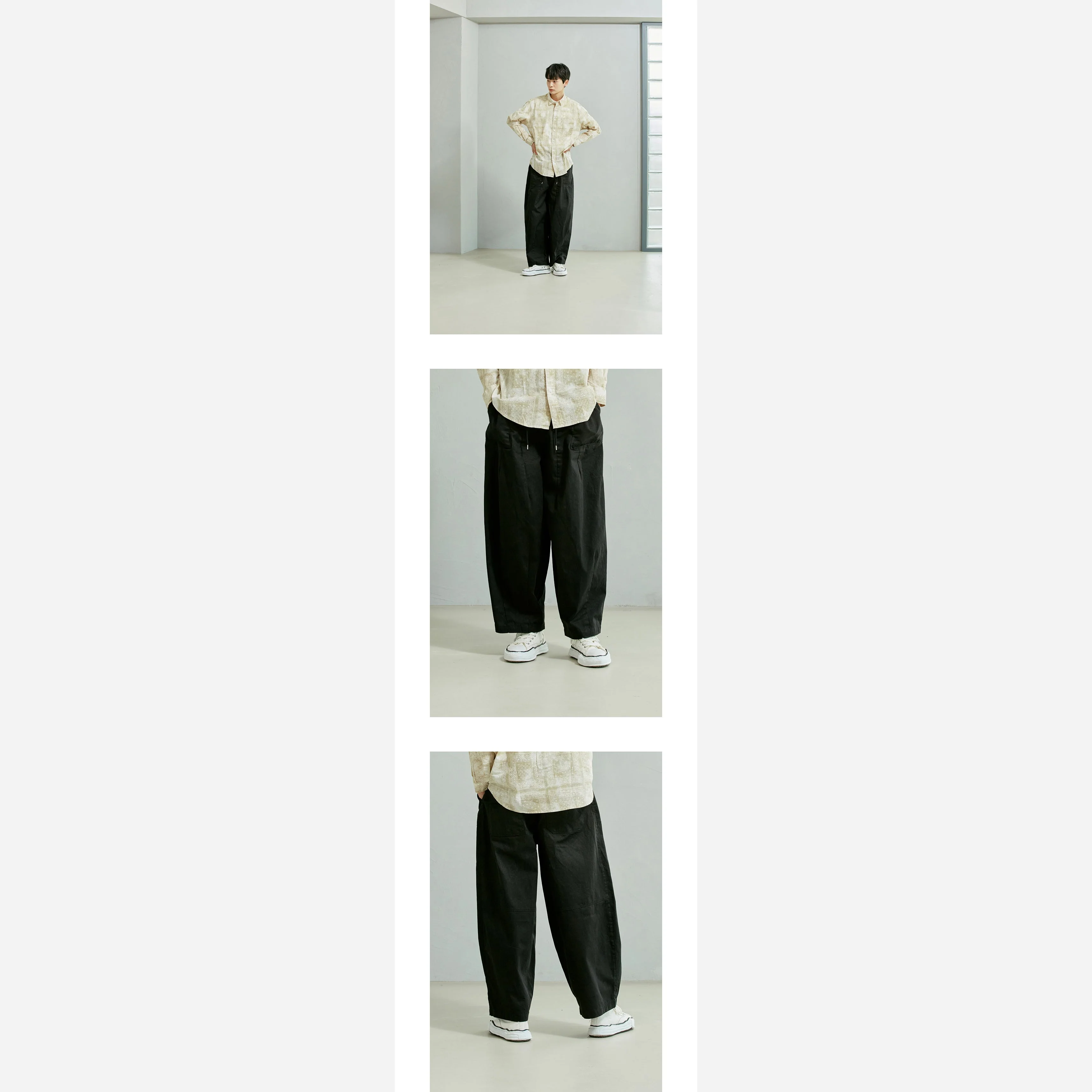 TWILL BALLOON PANTS - BLACK - Image 4