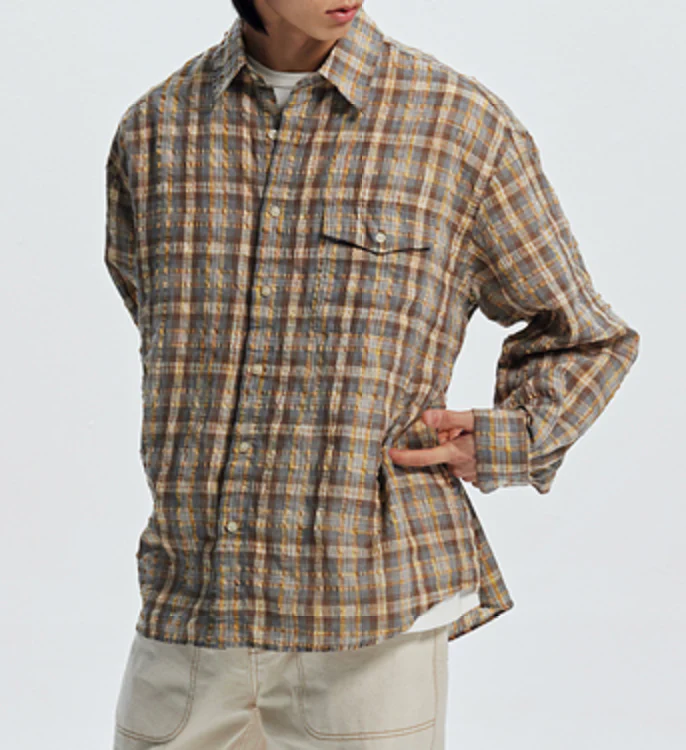 UNEVEN CHECKED SHIRT - YELLOW - Image 3