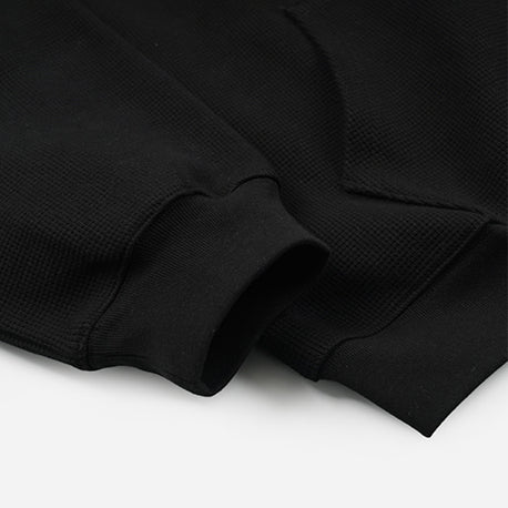 WAFFLE HOOD ZIP UP PARKA - BLACK - Image 4
