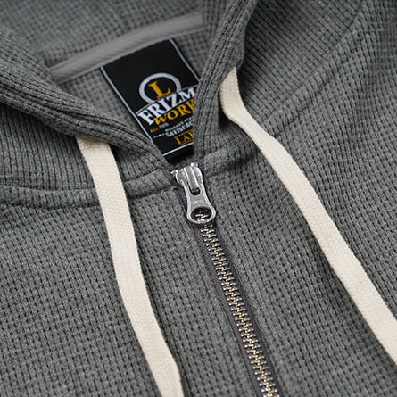 WAFFLE HOOD ZIP UP PARKA - GREY - Image 5